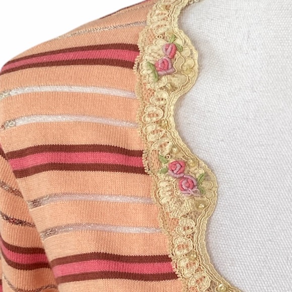 NWT INTUITIONS Stripe sweater size large 1️⃣ - Picture 2 of 9